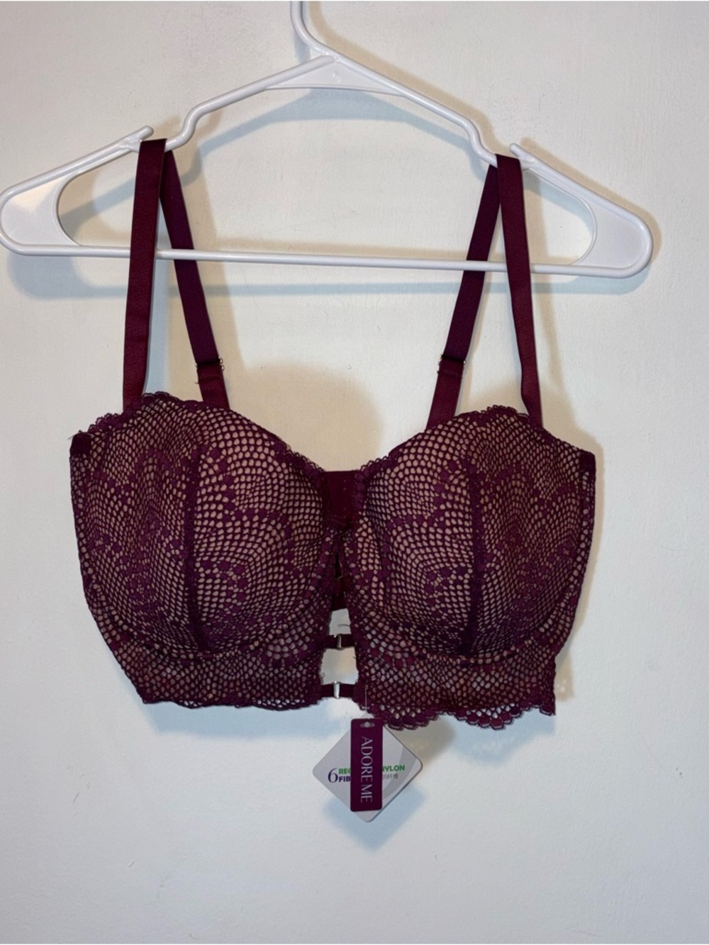 NEW Adore Me Margaritte Push Up Balconette Bra Grape Wine, Size 36DDD - Picture 2 of 6